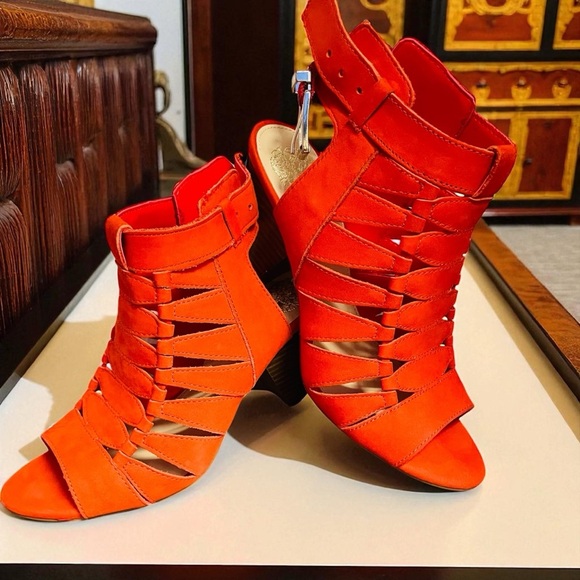 Vince Camuto Vibrant Red Strappy Heels - Picture 2 of 5